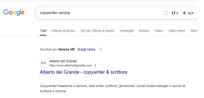 Risultati della SERP di Google